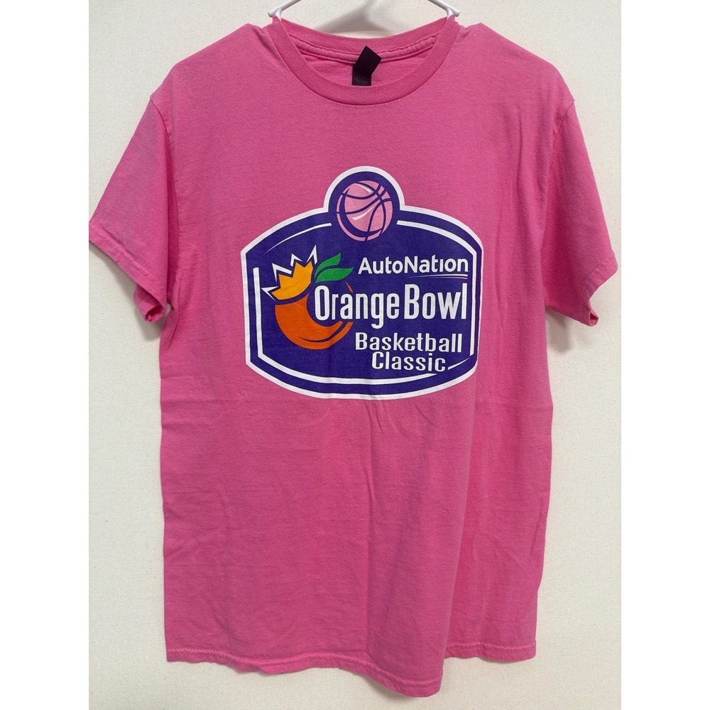 Gildan Pink AutoNation Orange Bowl Basketball Classic Graphic T-Shirt Mens M